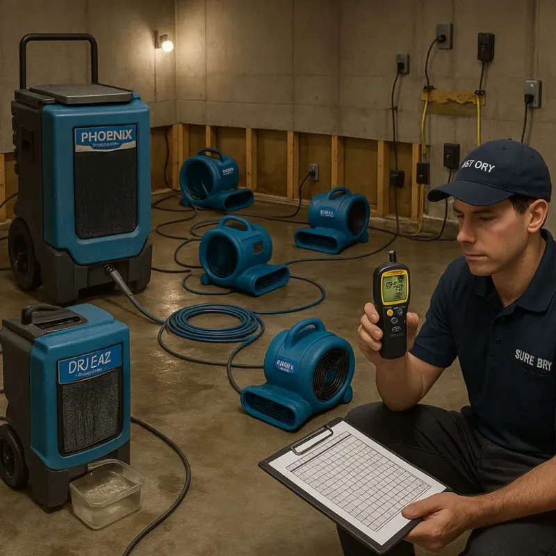 Structural Drying and Dehumidification process in Rosewood Heights, IL